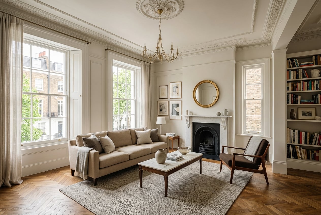 Refurbished period living room